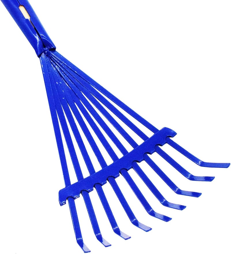 Xifando Kids Leaf Rake-Small Wooden Handle Leaf Rake with Metal Tines, 27inches /69cm Length, for Kids Enjoy Garden Cleaning Activities (Blue) - Image 4